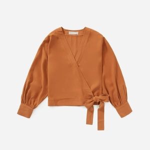 NWT Everlane The Washable Silk Wrap Top